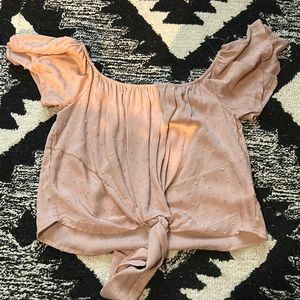 off the shoulder pink crop